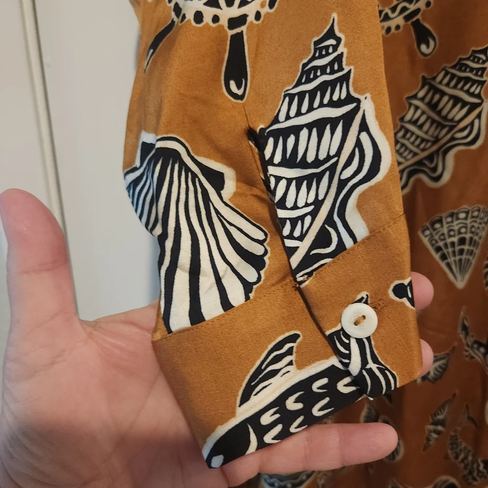 Brown Patterned Button-Up Shirt Dress - Picture 3 of 8